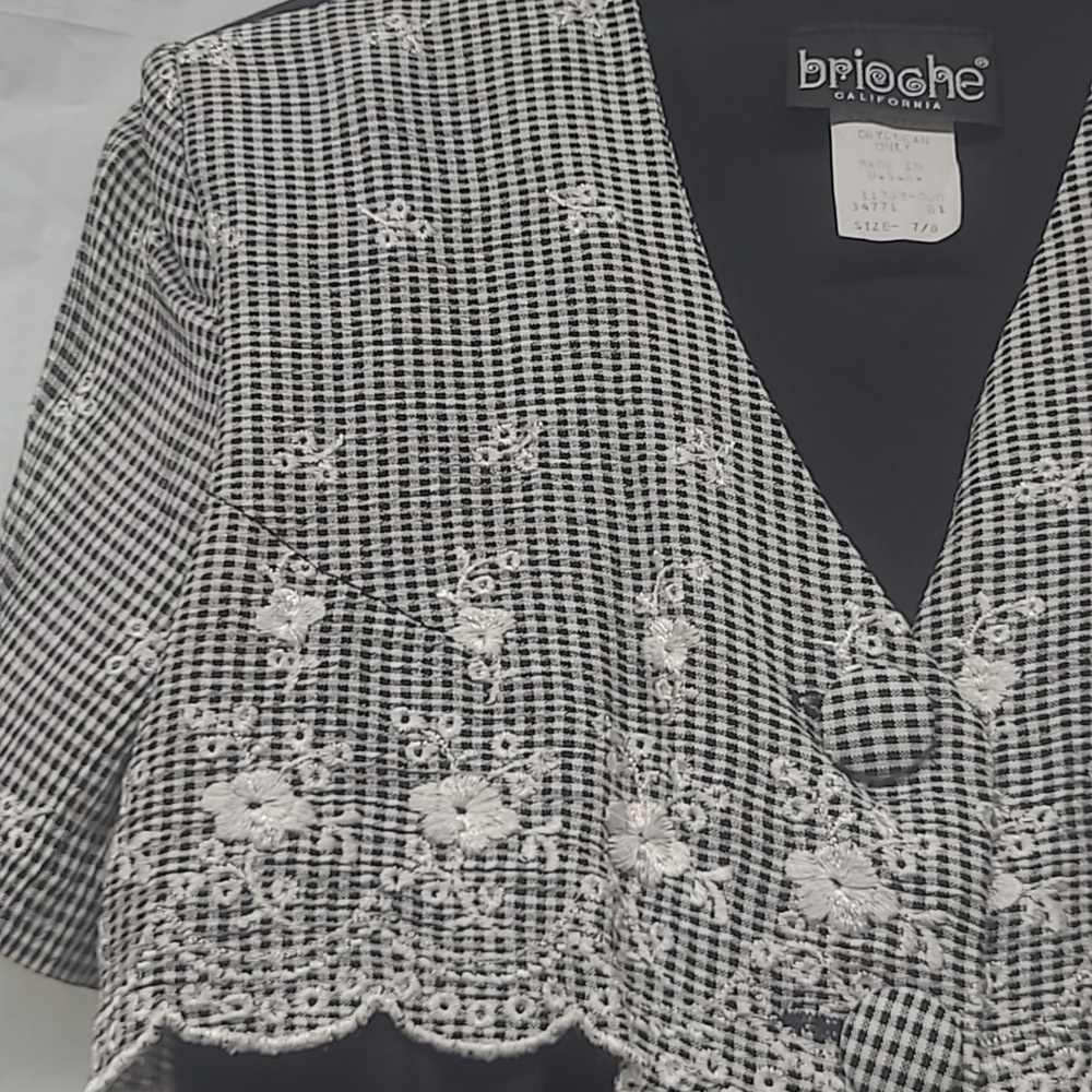 ๐ค Vintage Coquette Maxi Gingham Bolero Overlay Size 8 Mobwife Estate Collectio - Picture 2 of 14